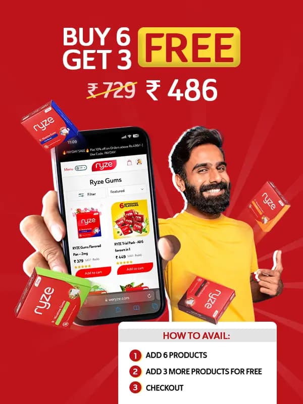 Hand holding Ryze gum mobile