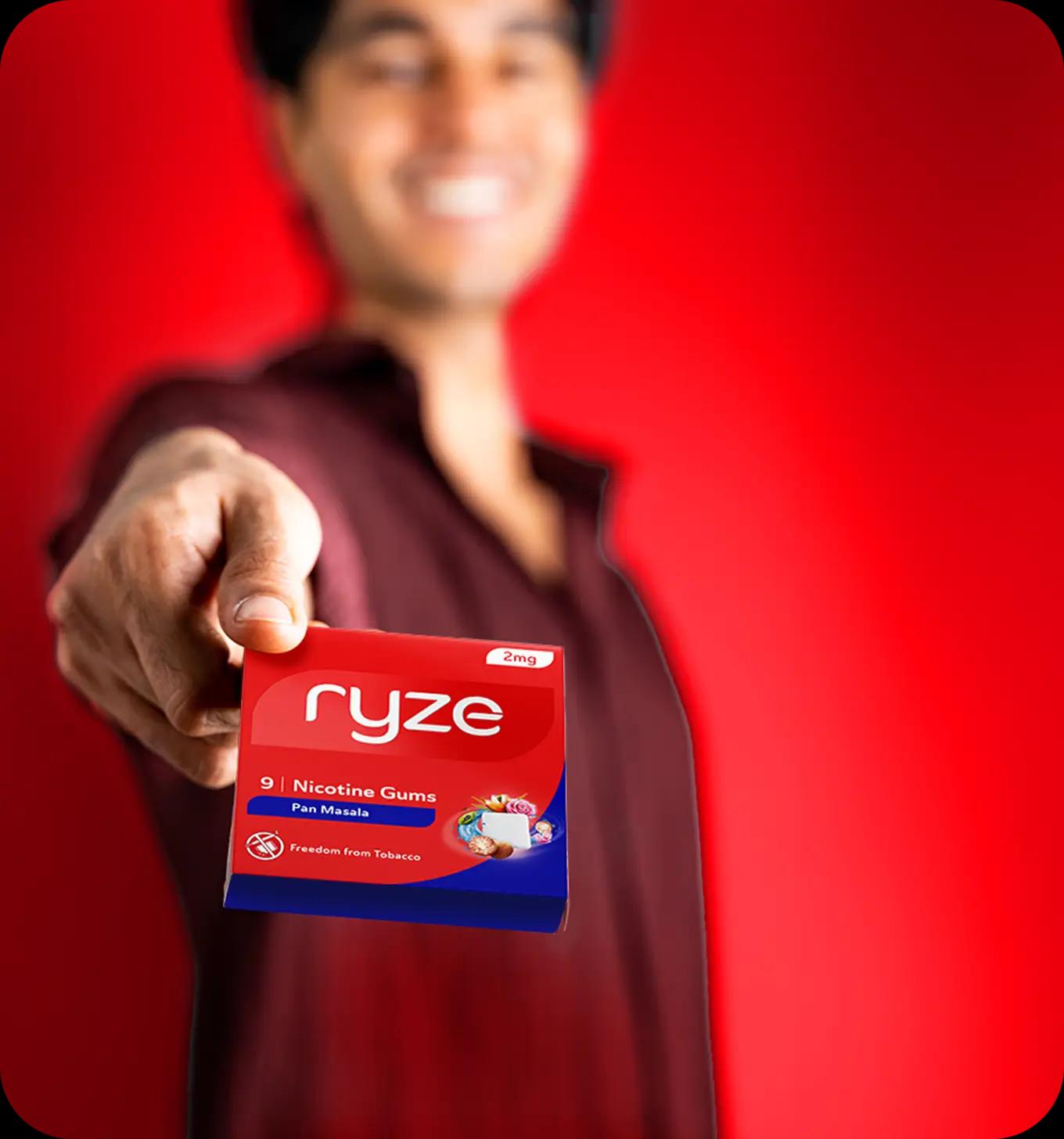 Hand holding Ryze gum